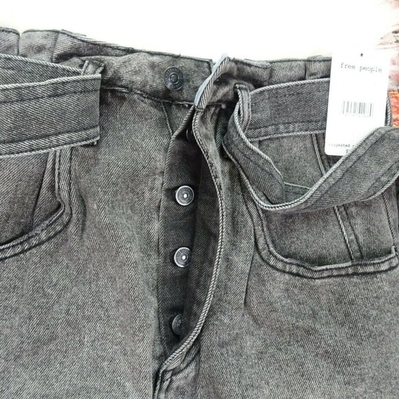 FREE PEOPLE Mini Skirt East Of Eden Denim Washed Black Belted NWT 27 - Picture 8 of 11